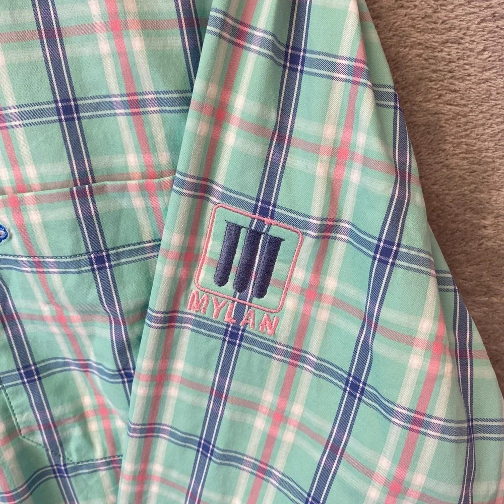 Southern Tide Performance Shirt Mens M Green Plaid Long Sleeve Button Down Mylan